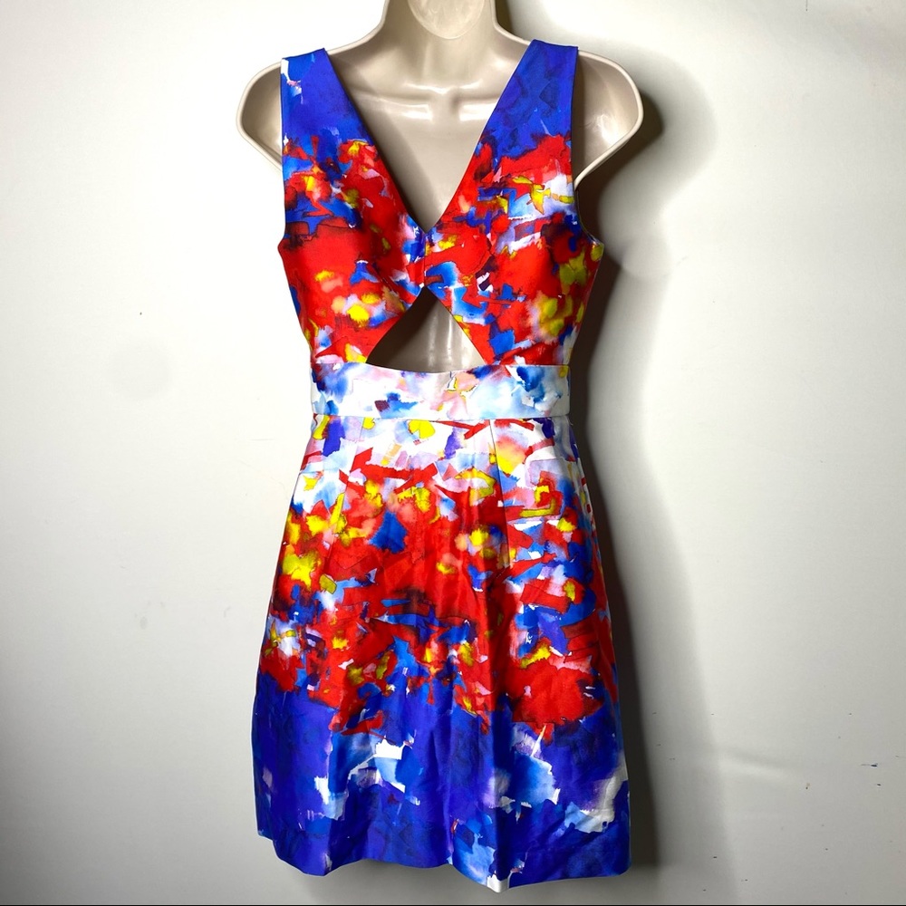 Milly watercolor mini dress with cut out details 2 - Picture 3 of 9